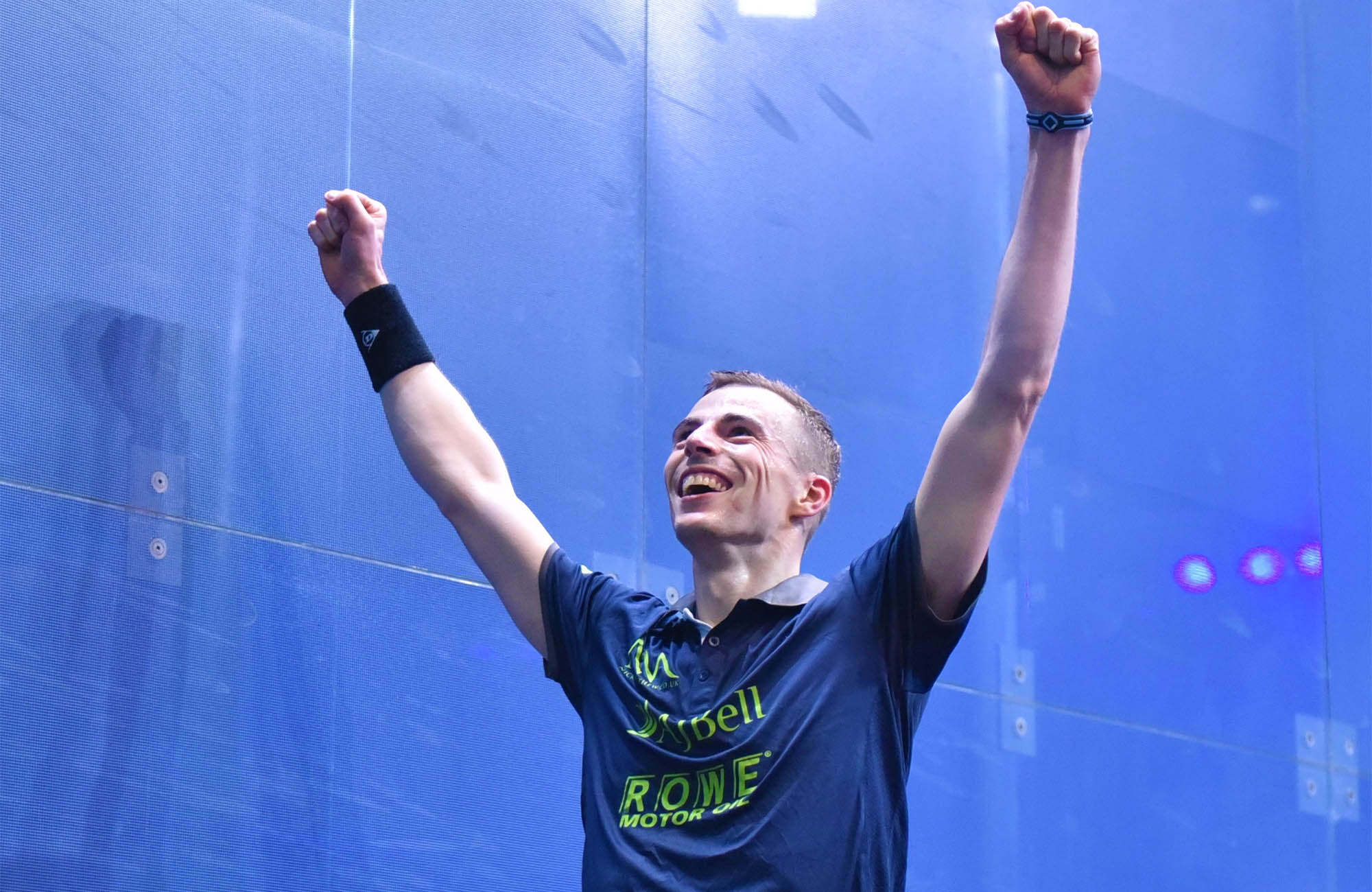 Former squash player Nick Matthew celebrating his tenth British National title
